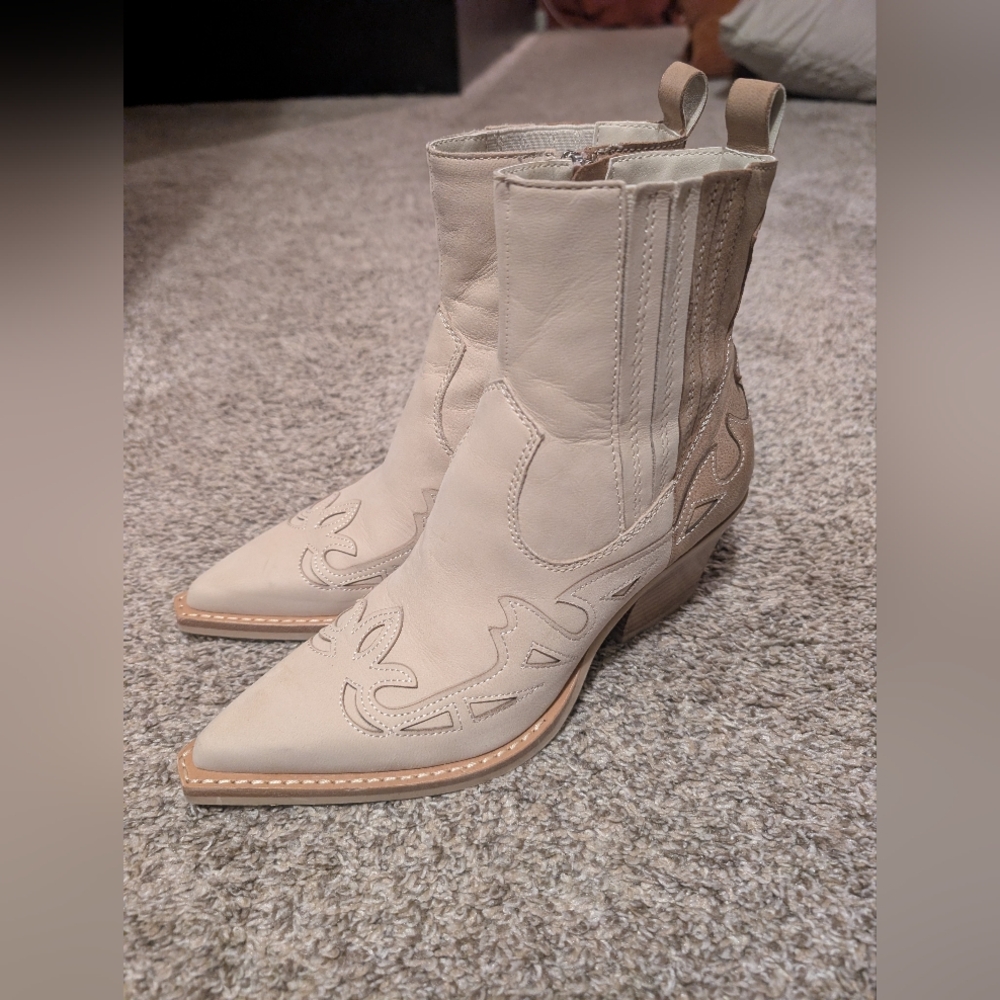 Dolce Vita Cream Western Ankle Boots